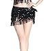 ZLTdream Sequin Belly Dance Hip Scarf with Rows of Fringe Belt Tassel Sparkel Skirt for Women & Girl Rave Outfit Black