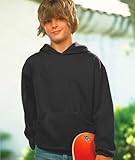 LAT Apparel Youth 100% Cotton Pullover Fleece Hoodie with Front Pocket [Large] Black Sweatshirt