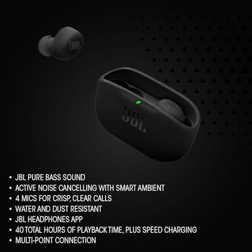 Wave Buds 2, Kabellose Bluetooth-In-Ear-Kopfhörer mit Noise-Cancelling, 40 h Wiedergabe, JBL Pure Bass Sound, Smart-Ambient-Technologie, IP54 wasser - und staubdicht, Multipoint-Verbindung, Weiß