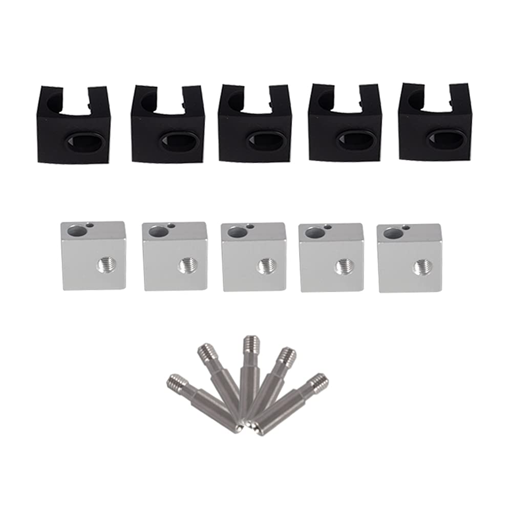 5pcs 30MM Length Extruder 1.75MM Teflon Throat Tube and 5pcs Silicone Case and 5pcs Heater Blocks Hotend for MK8 Tronxy XY-2 PRO/X5SA PRO 3D Printer: Industrial & Scientific