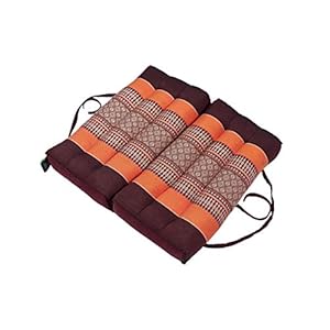 Handelsturm Thai Cushion Foldable Seat Cushion 40 x 40 cm for Relaxation, Meditation or Yoga Brown & Orange