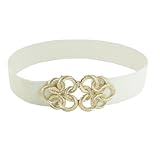 Allegra K Metal Floral Interlock Buckle Stretch High Waist Belt Cyan for Ladies Woman