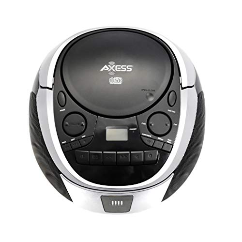 Axess Top-Loading Portable Boombox CD/MP3 USB-Charging MP3 Playback AM/FM Radio Cassette Player, and Recorder Boombox Home Audio, Aux, Headphone (Silver/Black) - Thumbnail 2