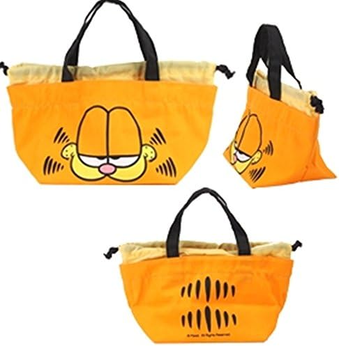 Garfield Cotton Drawstring Snack Tote Lunch Box Bento Food Containers Bag Purse