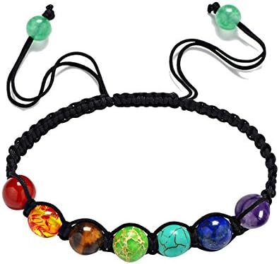 AHamton Buddha Beads Rainbow Chakras 8MM Elastic Natural Gems Stones Treat Cure Buddhist Prayer Bracelet