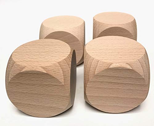 Set of 4 Jumbo Blank Play Dice 60 x 60 x 60 mm Natural