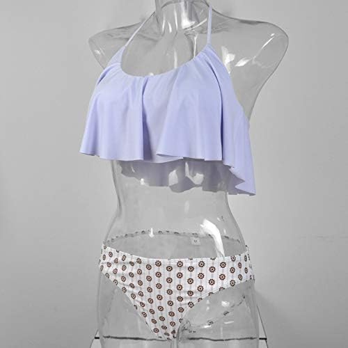 三角ビキニ 上下セット水着 花柄 ホルターネック 包帯セクシー 可愛い2点セットビキニ パッド付き