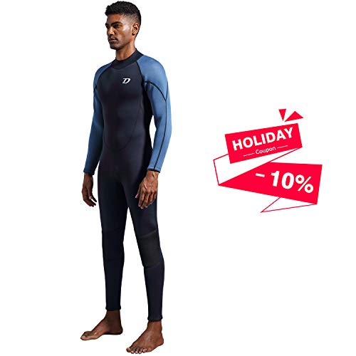 Dark Lightning Premium CR Neoprene Wetsuit, 2018 Mens Long Sleeves Scuba Diving Thermal Wet Suit in 3/3mm, Full Suit (Men's Medium)