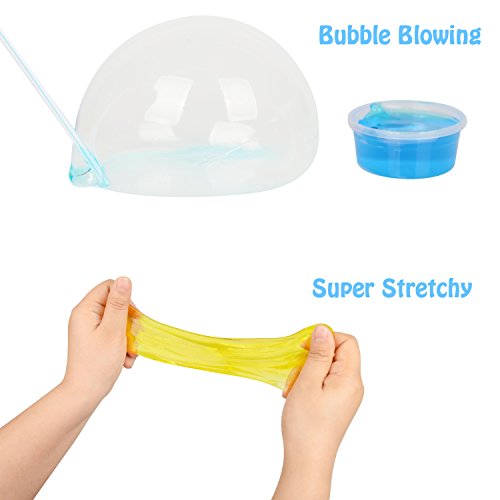 Hometall 12 Pack DIY Crystal Clear Slime Kits Slime Putty Slime Clay Toys Crafts Making Jelly Mud Dough Stress Relief Toy with 5PCS Colorful Straws, 6PCS Modeling Making Tools.(12 Colors) - Thumbnail 5