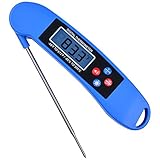 Digital BBQ Food Thermometer Instant Read Voicing LED Light Collapsible Probe Auto-off Food-Safe Thermometer for Grill Meat Liquid Oil Coffee Milk