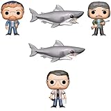 POP! Funko Movies Jaws Chief Martin Brody, Quint, Matt Hooper, Jaws (6-Inch), Jaws with Diving Tank (6-Inch) Action Figures (Set of 5)