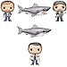 POP! Funko Movies Jaws Chief Martin Brody, Quint, Matt Hooper, Jaws (6-Inch), Jaws with Diving Tank (6-Inch) Action Figures (Set of 5)