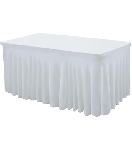 Albassa Polyester Table Skirt – 6ft Wrinkle Resistant Pleated Ruffle Tablecloth For Weddings, Banquets, Baby Showers – Beige, 72x30 Inch - View #7