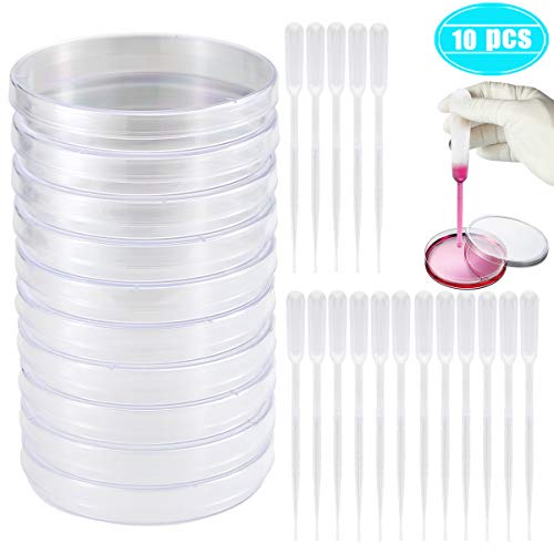 UPlama Petri Dish Set with Lids, Pack of 10 120mm x 20mm Sterile Plastic Petri Dish Set with 100 Plastic Transfer Pipettes (3ml) Perfect Kit for School Science Fair Projects Birthday Parties - Thumbnail 4