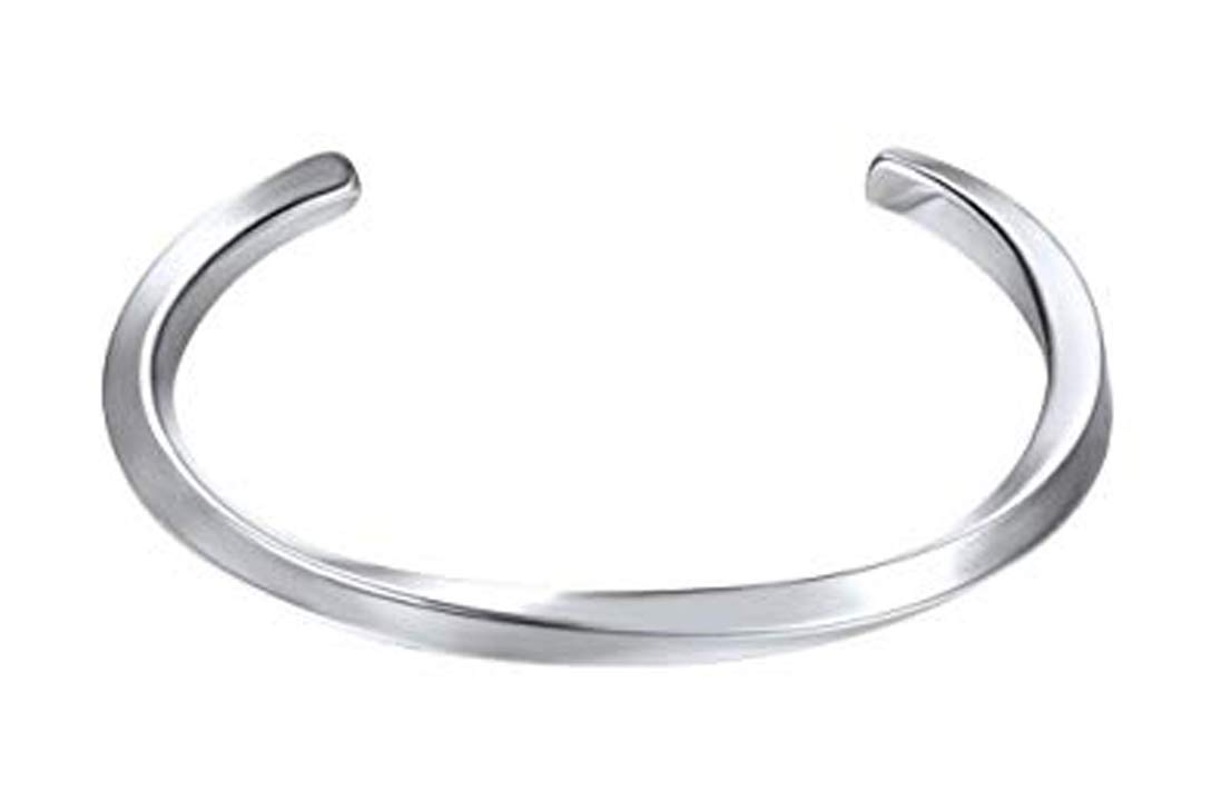 Treasure Bay Men's Women's Solid 925 Sterling Silver Bangle Bracelet Cuff Plain Solid Twisted Design