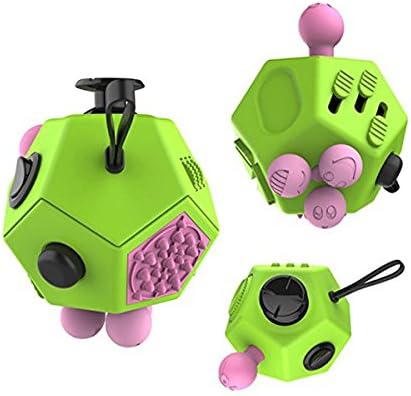 12 Sided Fidget Toys Cube for Relieves Stress and Increases Focus Attention Releases ADHD ADD OCD Autism Anxiety Adult Kids by LeshionLife (green)