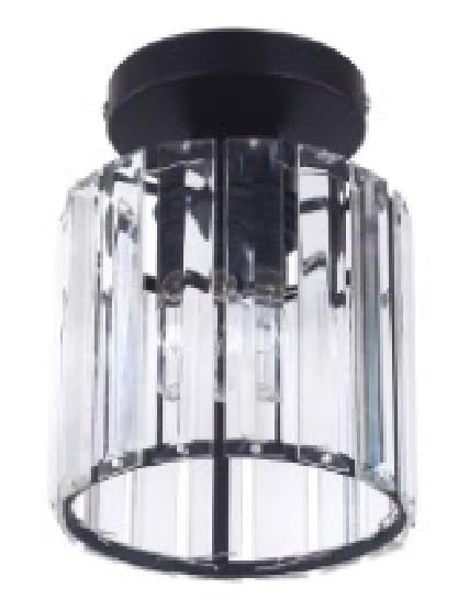 FRIXCHUR Crystal Chandelier Ceiling Light, Black, 5.1 Inch Diameter, E27 Bulb Socket (Bulb Not Included)