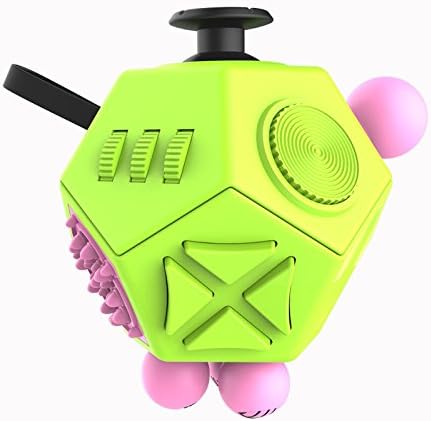 12 Sides Squeeze Fun Stress Reliever Gifts Fidget Magic Cube Relieves Anxiety and Stress Strange Creative Toy for Adults Children Decompression Dice - Green