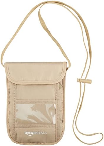 Amazon Basics RFID Travel Neck Passport Holder Wallet - Khaki 1 Amazon Basics RFID Travel Neck Passport Holder Wallet - Khaki