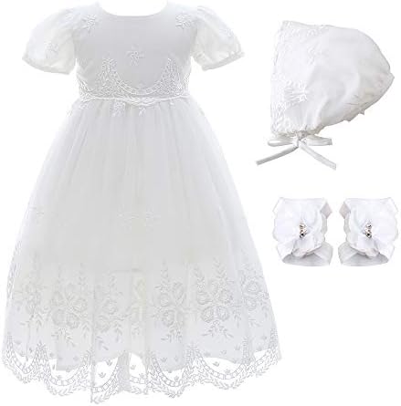 Baby Girl Dress Formal Flower Toddler Baptism Christening Tutu Dress for Party Wedding Birthday 0-24 Months