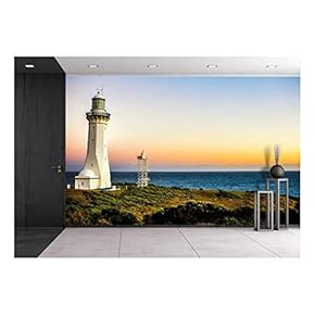 The Lighthouse in The Sunset - Removable Wall Mural | Self-Adhesive Large Wallpaper - 66x96 inches