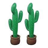 2pcs Inflatable Cactus with Potted Base Mexican Party Fiesta Deco