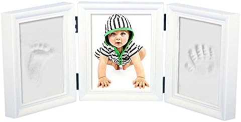 FEIYAR Keepsake Frames Newborn Baby Hand print and Footprint Kit Wooden Photo Frame with Safe Acrylic Glass A Perfect Baby Shower Gift