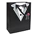 MyGift Decorative Gift Bags and Tissue with Tuxedo Design for Groomsmen, Birthday, Anniversary, Set of 3