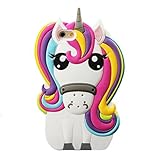 Rainbow Unicorn iPhone 4 4S Case,Awin 3D Cute Cartoon Rainbow Unicorn Horse Animal Soft Silicone Rubber Case(Rainbow Unicorn)