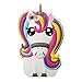 Rainbow Unicorn iPhone 4 4S Case,Awin 3D Cute Cartoon Rainbow Unicorn Horse Animal Soft Silicone Rubber Case(Rainbow Unicorn)