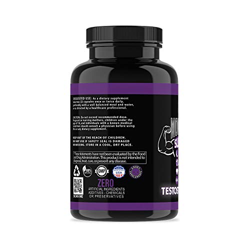 Angry Supplements Monster Test PM Testosterone Booster Plus Sleep Aid, Boost T-Levels w. All Natural Pill Powerful & Potent Ingredient, Boost Energy in Gym + Bedroom Performance (2-Bottles)