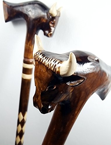 33 inch BULL Cane Walking Stick Wooden Handmade Men's Accessories