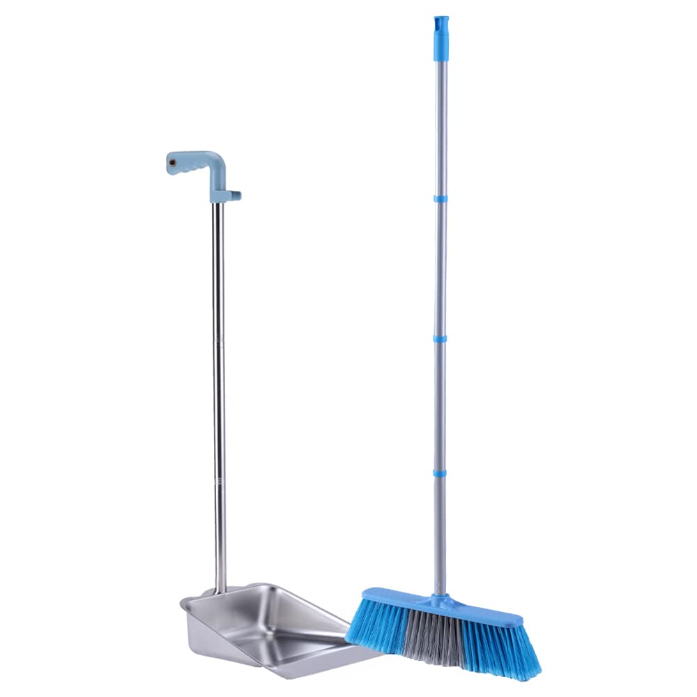 Broom and Dustpan Set for Home - Indoor Broom and Dust Pans with Long Handle, 52