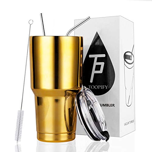 30oz Stainless Steel Insulated Tumbler Travel Mug with Straw Slider Lid, Cleaning Brush, Double Wall Vacuum