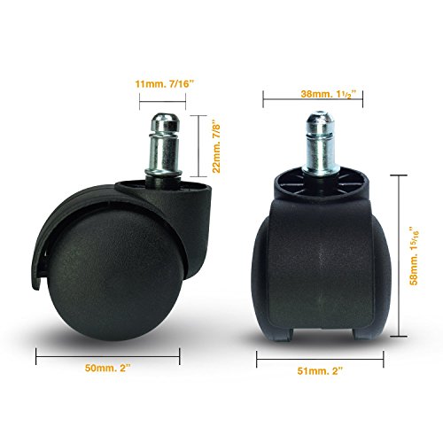 Premium Office Chair Caster Wheel Universal Standard Size 11mm Stem