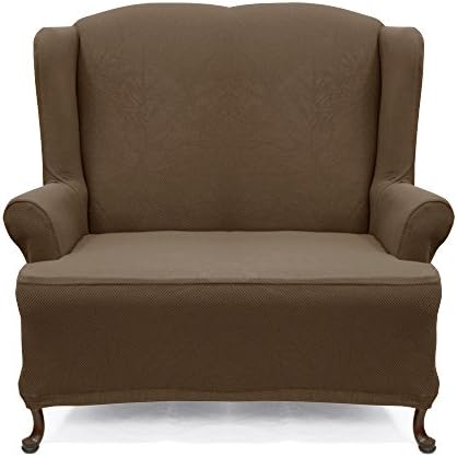 Wing Loveseat Slipcover Stretch Pique Dutch Chocolate 711