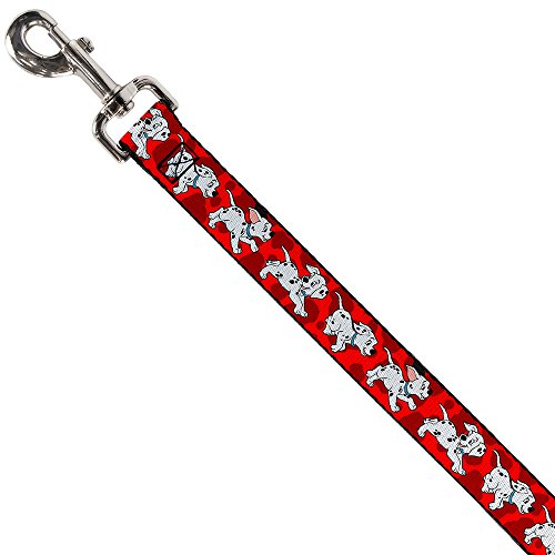 Buckle-Down Wide 1.0" "Dalmatians Running/Paws Reds/White/Black" Dog Leash, 6'