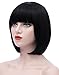 Mersi Short Black Bob Hair Wigs with Bangs 12 Inch Straight Cosplay Costume Wigs Heat Resistant Synthetic Fun Wig for Women S004BK