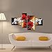 Wieco Art the Back Full Bloom in Spring Red Flowers 100% Hand-painted 4 panels Flower Oil Paintings on Canvas Wall Art for Wall Decor Landscape Oil Painting on Canvas 4pcs/set