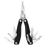Booms Fishing L1 Fishing Pliers 12-in-1 Heavy Duty Multi-tools with Nylon Sheath and Coiled Lanyard , 6.7-Inches , Black