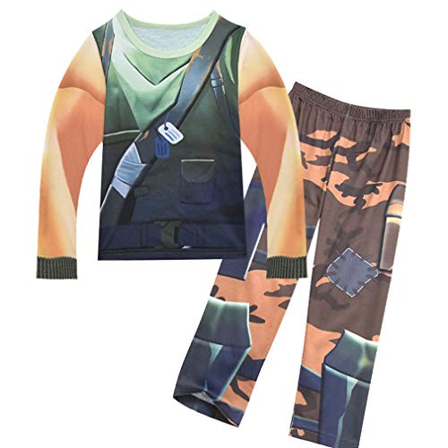 Kid's Game Costume Pajamas Sets Boys Toddler Sleepwear Shirt (150(Suggested Height 140-150), Long)