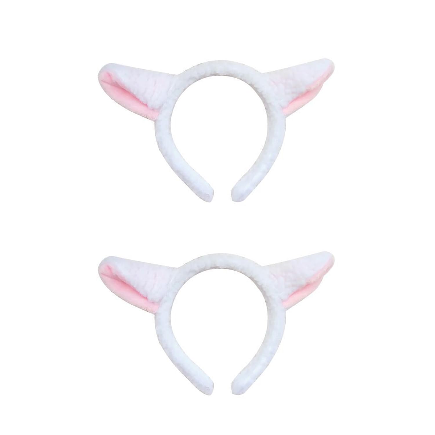 HIXNUG 2Pcs Lamb Ears Headband White and Pink Animal Headband Cartoon Animal Costume Accessories for Adults Kids