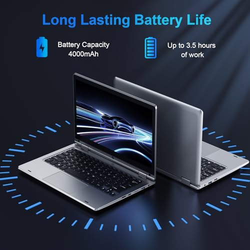 360° Folding Touch Laptop - 11.6 Inches, Laptop PC 6GB RAM 128GB SSD Celeron N4020, IPS Screen 1366 x 768, Laptop for Studies Work Leisure, Computer with Keyboard Film - Silver