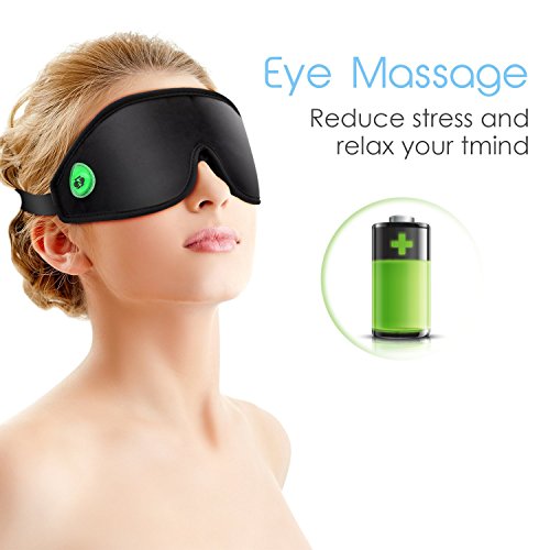AGPTEK Wireless Eye Massager with 6 Vibration Modes, Eye Mask to Relieve Eye Stress,Ultra Soft 3D Contoured Eye Mask for Eye Fatigue Relief Vision Care, Black