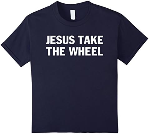 Kids Crew Neck T-shirt| Jesus Take The Wheel 4 Navy