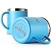 Coffee Mug with Lid (Set of 2) - Stainless Steel Camping Mug with Handle, Double Wall & Insulated Metal Cup - BPA Free, Shatterproof, Dishwasher Safe (14oz)