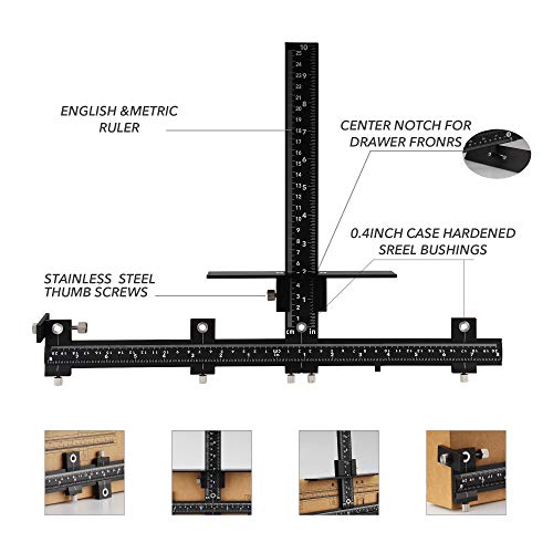 Drawer Drilling Template Jig, Adjustable Drill Guide for Door