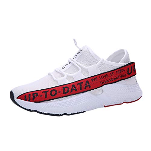 Men's Stylish Fashion Sneakers - Casual Ultra Light Breathable Mesh Shoes Summer Sport Walking Running Jogging Shoe (Red, US:7)