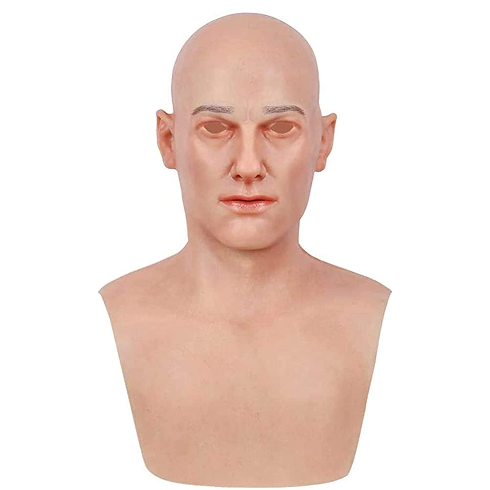 GDZTBS Realistic Old Man Head Cover Headgear, Latex Full Head Face Cover for Carnival Halloween Cosplay Party Costume Masquerade Props