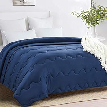 HOMBYS Lightweight Queen Down Alternative Comforter Queen Size - Soft Hypoallergenic Corner Tabs Blue Duvet Insert- Machine Washable Plush Microfiber Quilted-Warmth Bed Comforter(Full/Queen,Navy Blue)